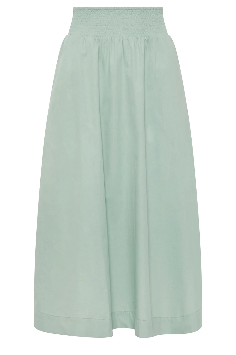 PixieGirl Petite Sage Green Poplin Shirred Cotton Maxi Skirt - 18 Image 5