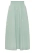 PixieGirl Petite Sage Green Poplin Shirred Cotton Maxi Skirt - 18 Image 5