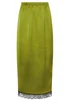 PixieGirl Petite Olive Green Lace Hem Satin Maxi Skirt - 16 Image 5