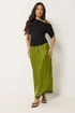 PixieGirl Petite Olive Green Lace Hem Satin Maxi Skirt - 16 Image 1
