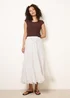 Blue Vanilla Ivory Panelled Overlocked Frill Maxi Skirt - M/L Image 1