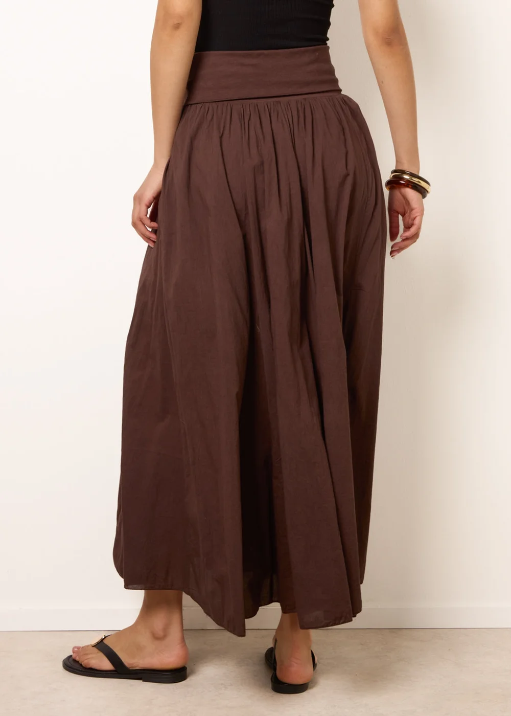 Blue Vanilla Brown Godet Hem Jersey Waist Skirt - M/L Image 4
