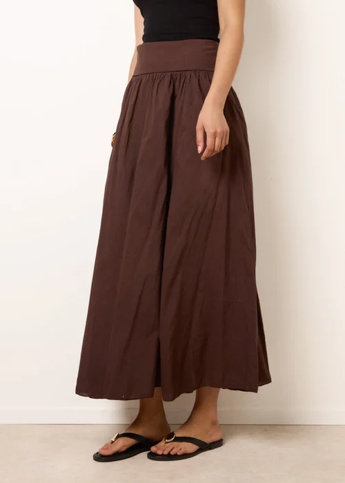 Blue Vanilla Brown Godet Hem Jersey Waist Skirt - M/L Image 2