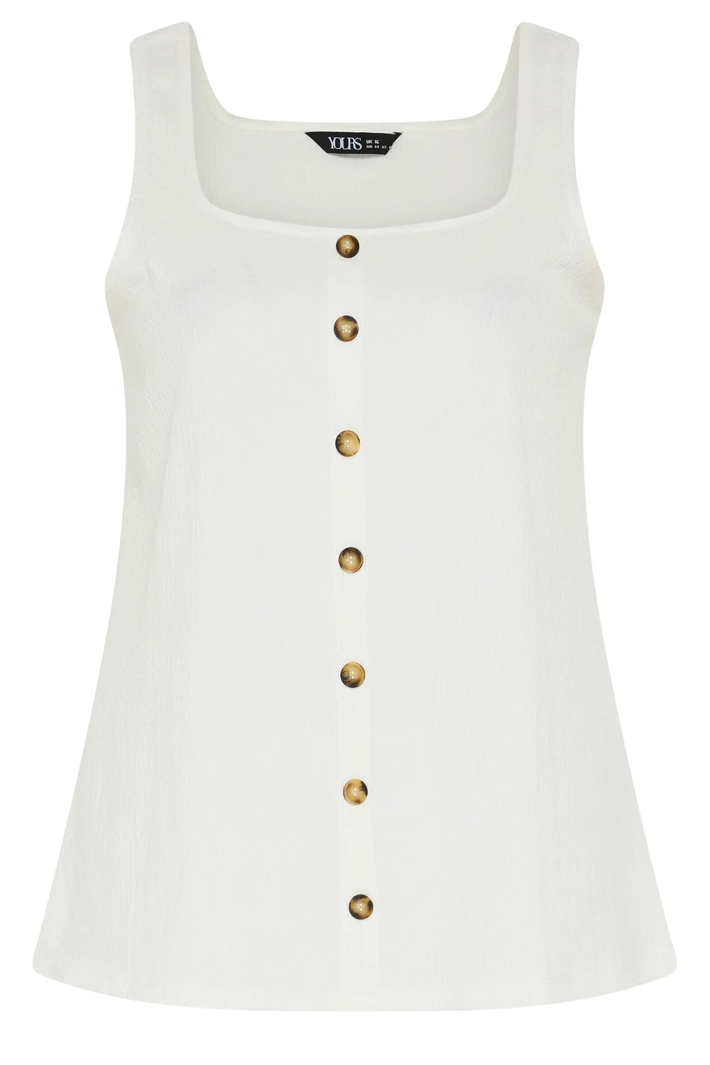 Yours Curve White Crinkle Vest Top - 30-32 Image 5