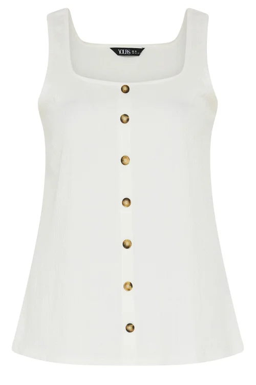 Yours Curve White Crinkle Vest Top - 30-32 Image 5
