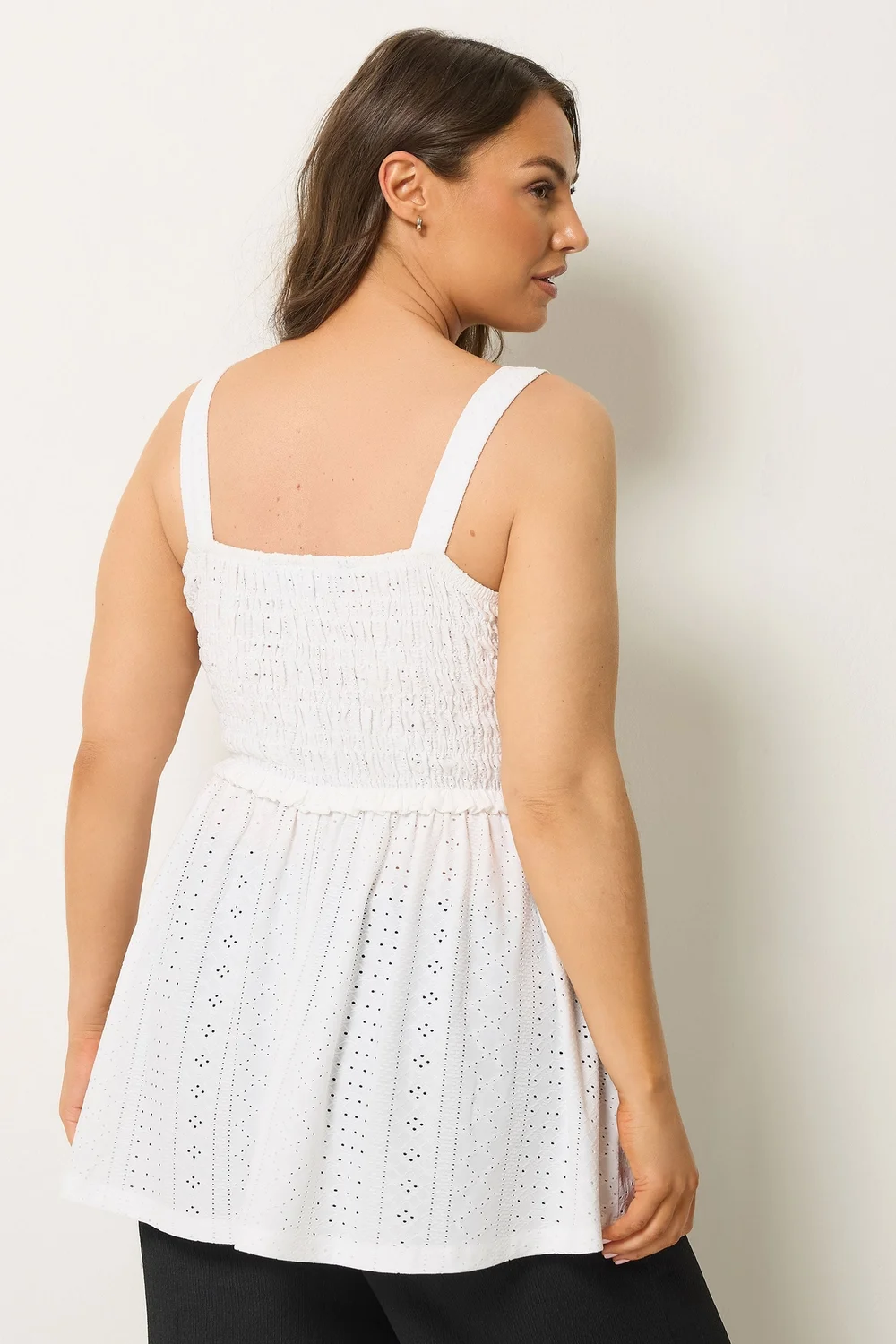 Yours Curve White Broderie Anglaise Vest Top - 14 Image 2