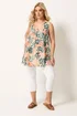 Yours Curve Cream Tropical Pleat Cami Vest Top - 20 Image 2