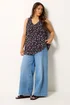 Yours Curve Black Daisy Print Vest Top - 14 Image 2