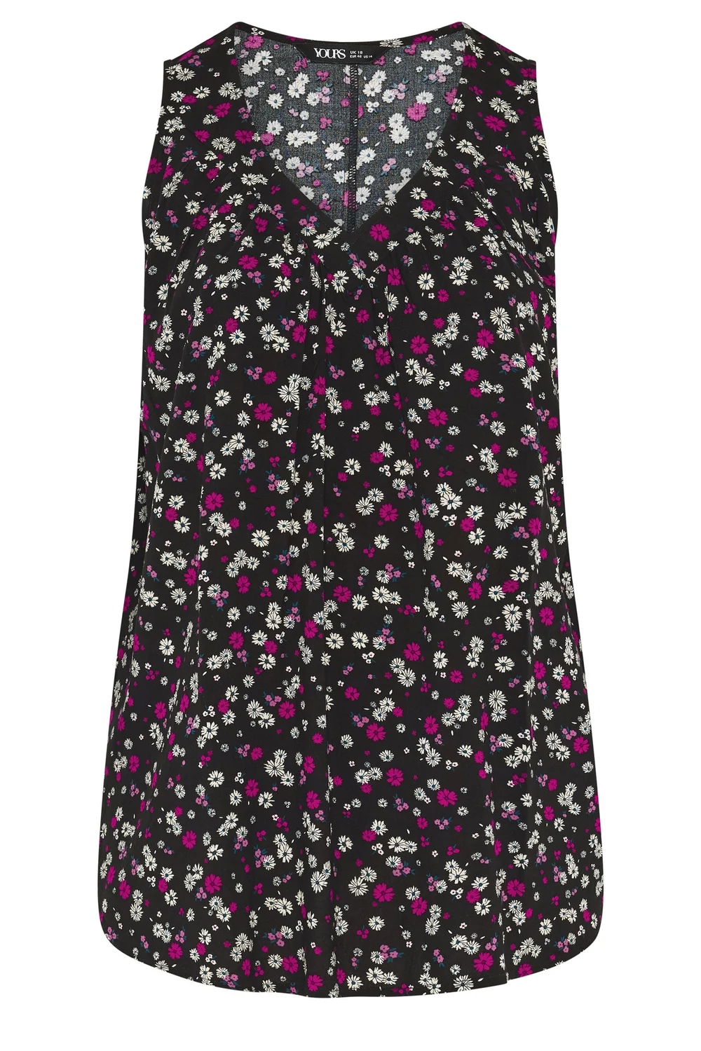 Yours Curve Black Daisy Print Vest Top - 14 Image 5