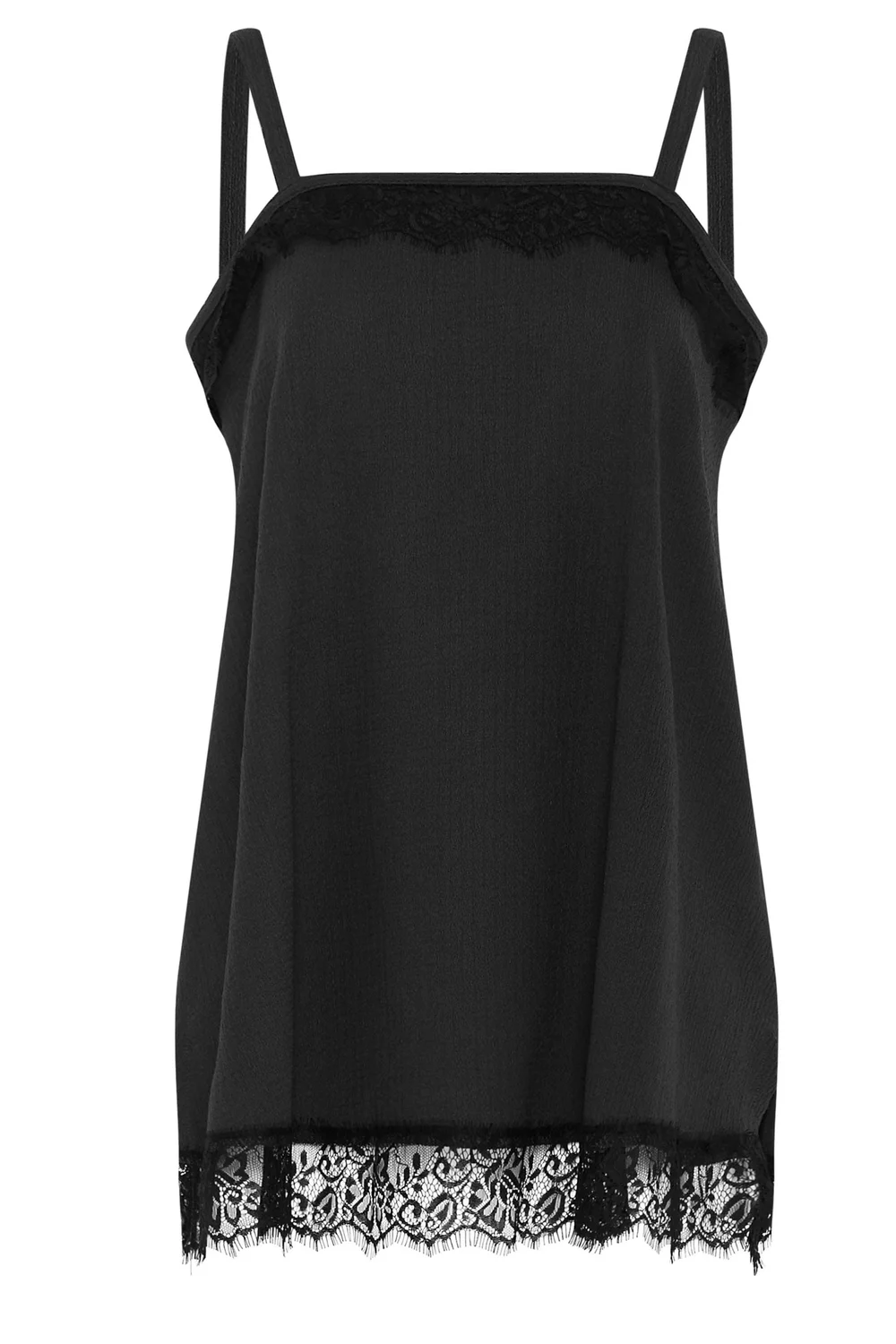 Yours Curve Black Lace Detail Vest Top - 20 Image 5