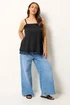 Yours Curve Black Lace Detail Vest Top - 20 Image 2