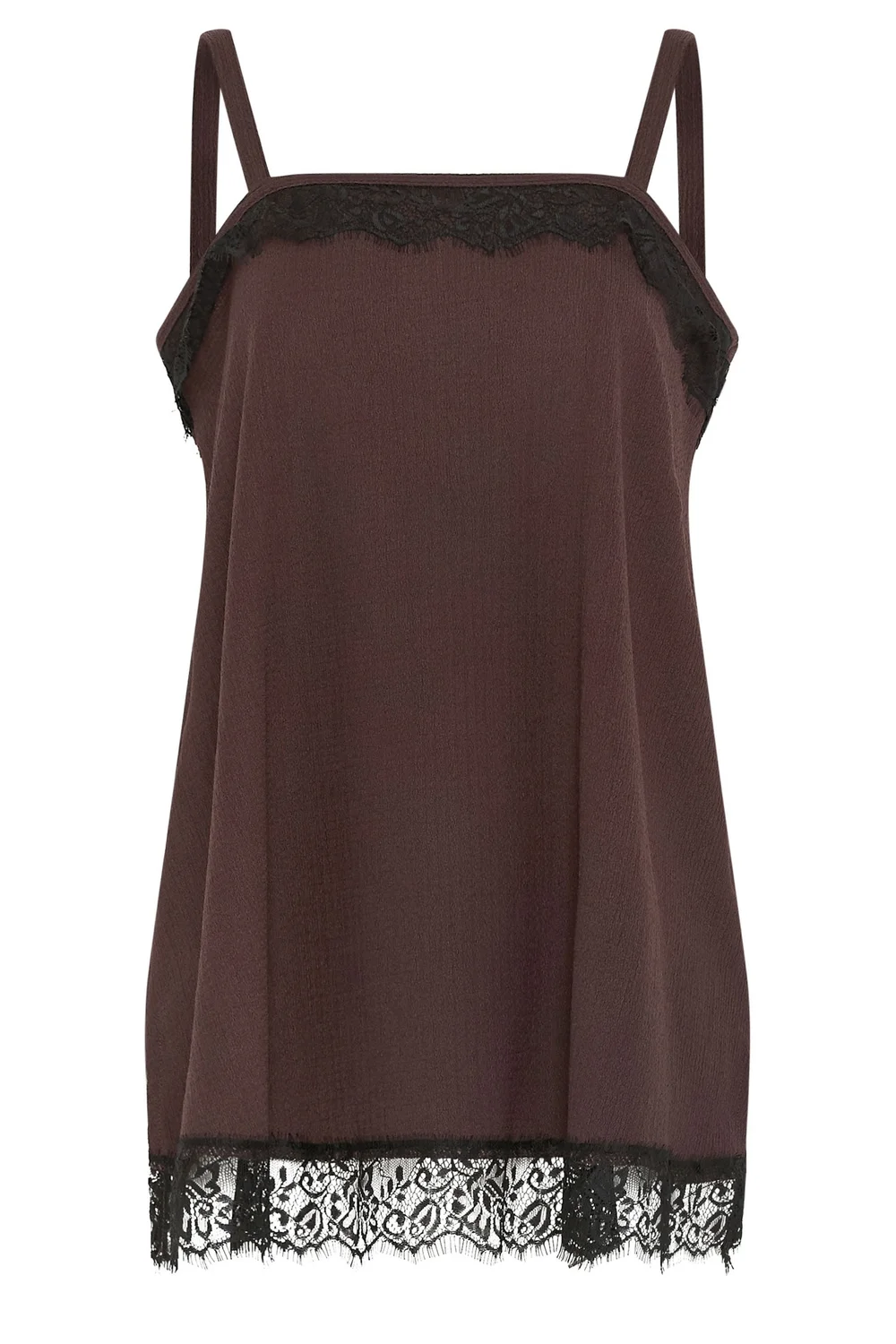 Yours Curve Chocolate Brown Lace Vest Top - 14 Image 5