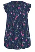 Yours Curve Navy Blue Floral Sleeveless Pintuck Top - 20 Image 5