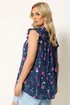 Yours Curve Navy Blue Floral Sleeveless Pintuck Top - 20 Image 3