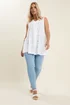 Yours Curve White Broderie Anglaise Pleated Vest Top - 14 Image 2