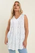 Yours Curve White Broderie Anglaise Pleated Vest Top - 14 Image 4