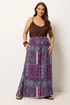 Yours Curve Purple Paisley Shirred Waist Trousers - 14/L28 Image 3