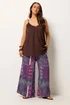 Yours Curve Purple Paisley Shirred Waist Trousers - 14/L28 Image 2