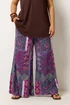 Yours Curve Purple Paisley Shirred Waist Trousers - 14/L28 Image 1