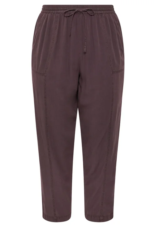 Yours Curve Purple Chambray Barrel Trousers - 18 Image 5