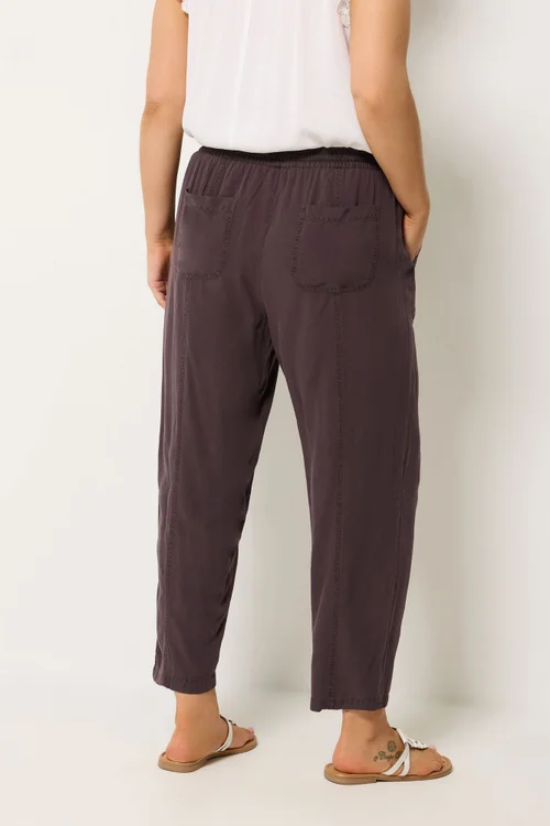 Yours Curve Purple Chambray Barrel Trousers - 18 Image 3