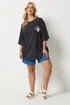 Yours Curve Grey Acid Wash 'Solar Dreams' T-Shirt - 22-24 Image 2