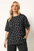 Yours Curve Black Spot Oversized T-Shirt - 18 Image 1