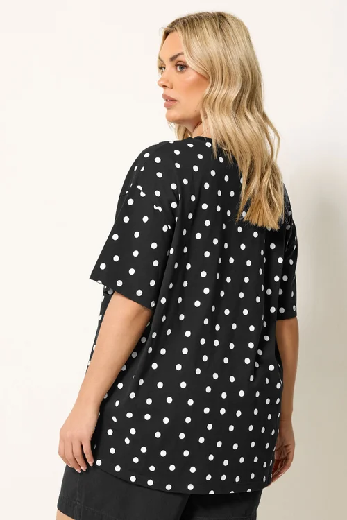 Yours Curve Black Spot Oversized T-Shirt - 18 Image 3