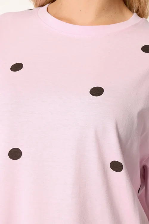 Yours Curve Pink Spot Oversized T-Shirt - 16 Image 4