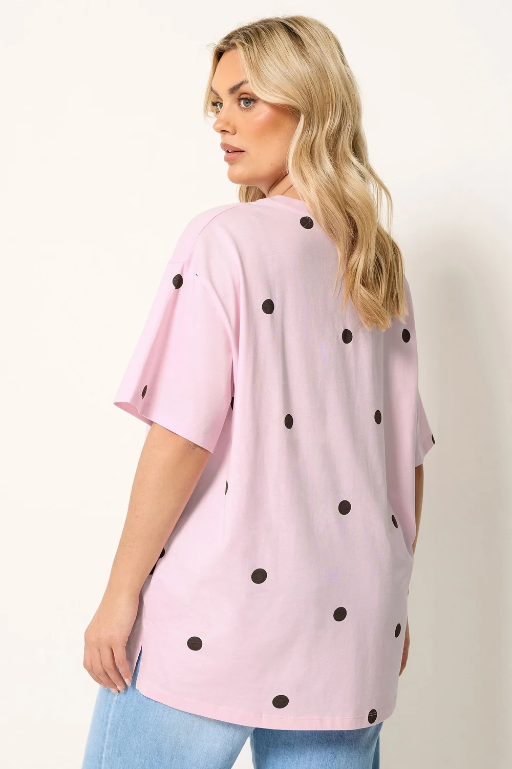 Yours Curve Pink Spot Oversized T-Shirt - 16 Image 3