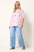 Yours Curve Pink Spot Oversized T-Shirt - 16 Image 2
