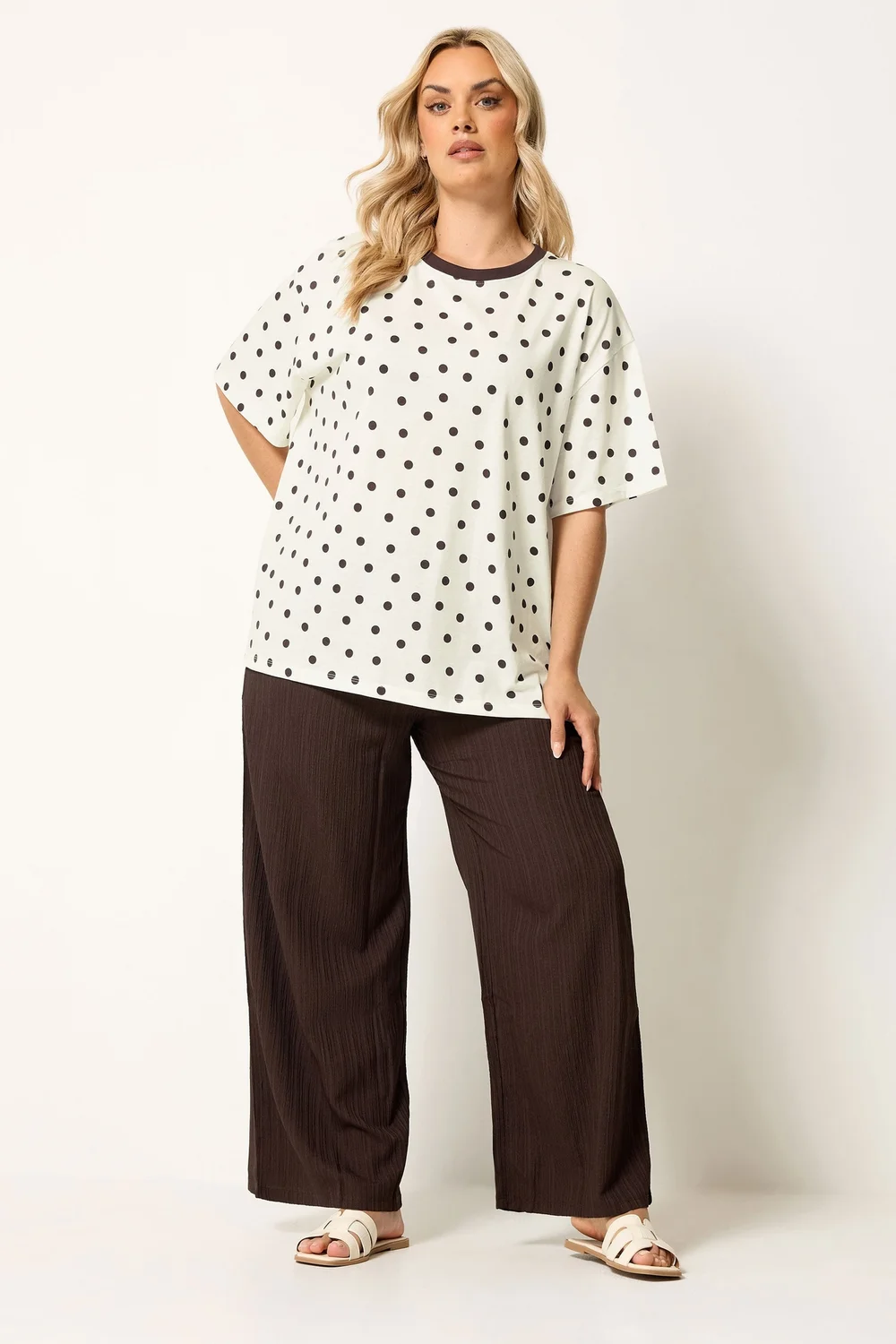 Yours Curve White Spot Oversized T-Shirt - 38-40 Image 2