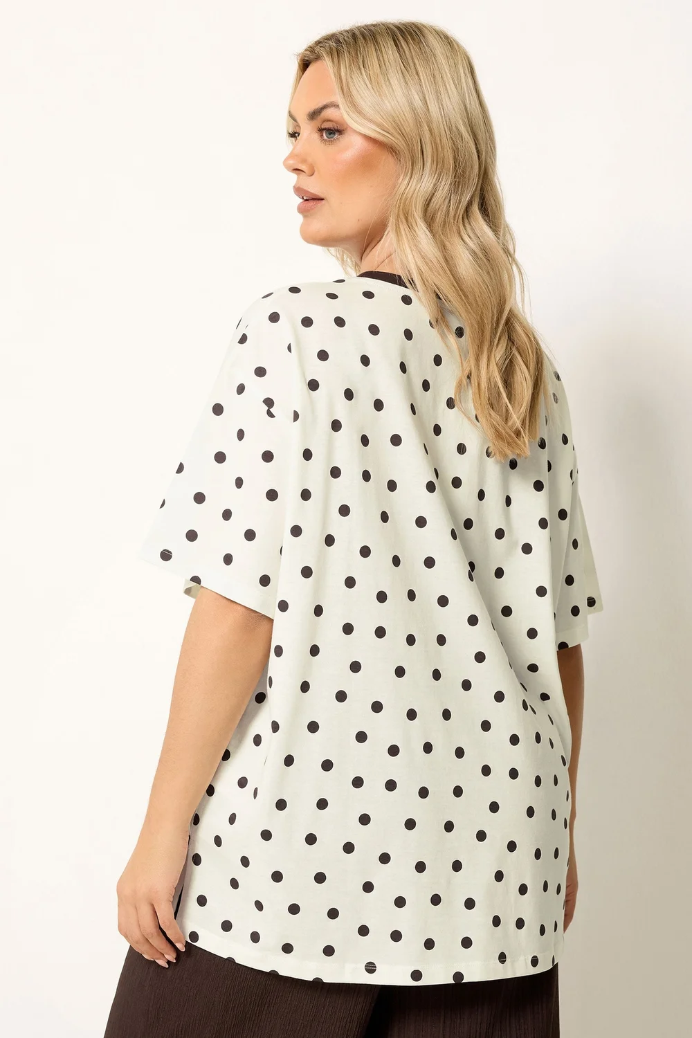 Yours Curve White Spot Oversized T-Shirt - 38-40 Image 3