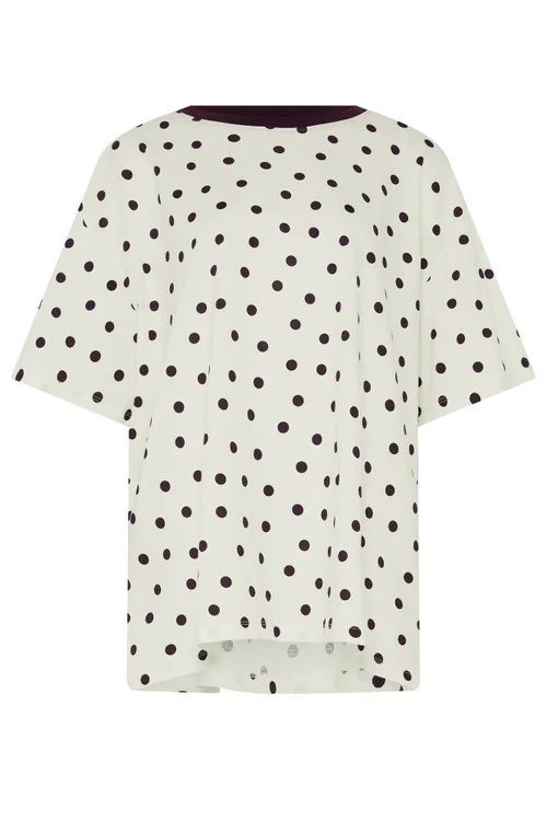Yours Curve White Spot Oversized T-Shirt - 38-40 Image 5