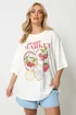 Yours Curve Ivory White 'Berry Market' Graphic T-Shirt - 22-24 Image 1