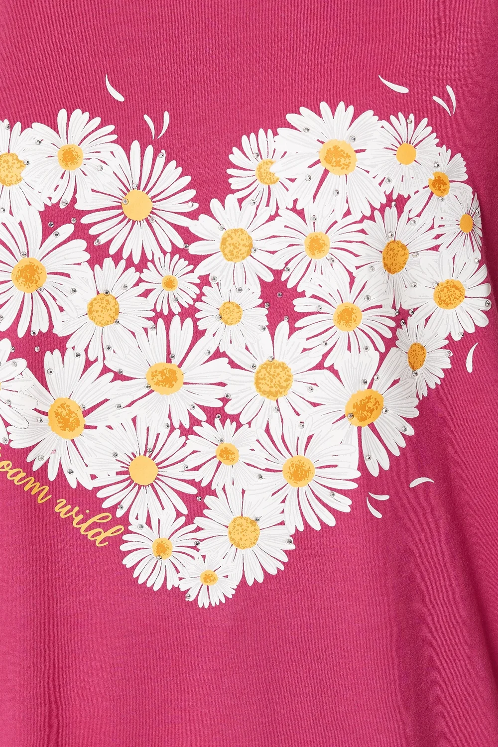 Yours Curve Dark Pink Daisy Heart Print T-Shirt - 34-36 Image 4