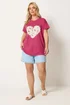 Yours Curve Dark Pink Daisy Heart Print T-Shirt - 34-36 Image 2