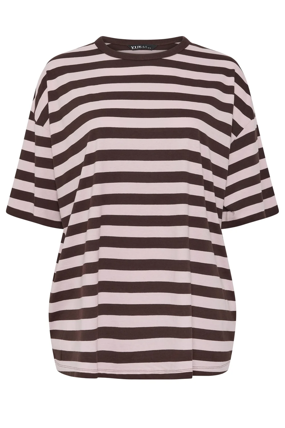 Yours Curve Chocolate Brown & Pink Boxy T-Shirt - 22-24 Image 5