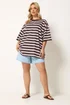 Yours Curve Chocolate Brown & Pink Boxy T-Shirt - 22-24 Image 2