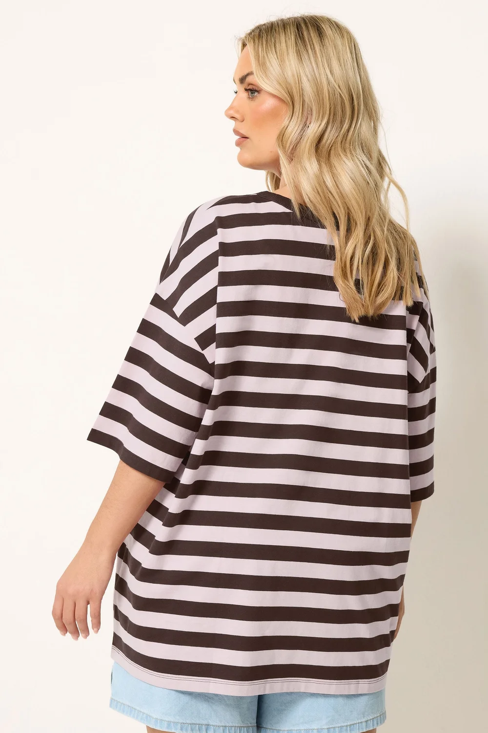 Yours Curve Chocolate Brown & Pink Boxy T-Shirt - 22-24 Image 3