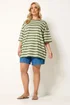 Yours Curve Khaki Green & Cream Boxy T-Shirt - 22-24 Image 2