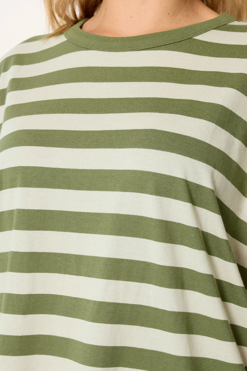 Yours Curve Khaki Green & Cream Boxy T-Shirt - 22-24 Image 4