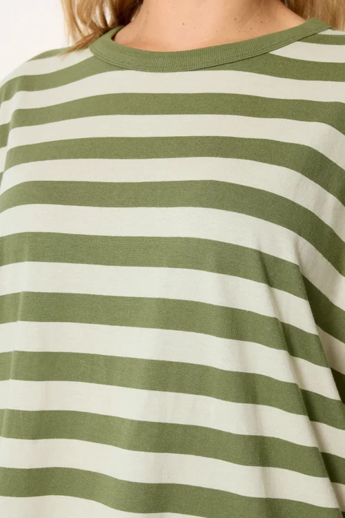 Yours Curve Khaki Green & Cream Boxy T-Shirt - 22-24 Image 4