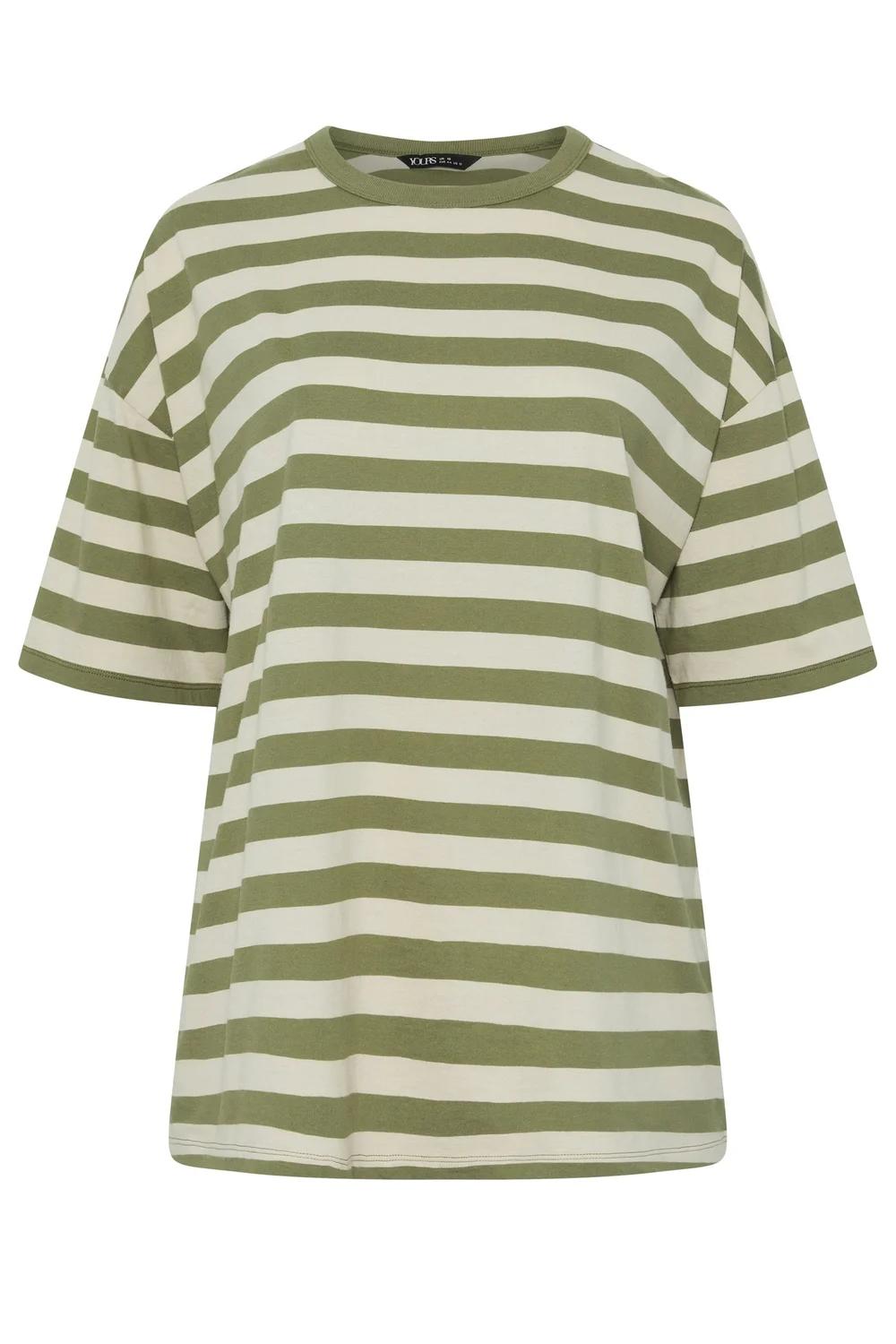 Yours Curve Khaki Green & Cream Boxy T-Shirt - 22-24 Image 5