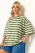 Yours Curve Khaki Green & Cream Boxy T-Shirt - 22-24 Image 1
