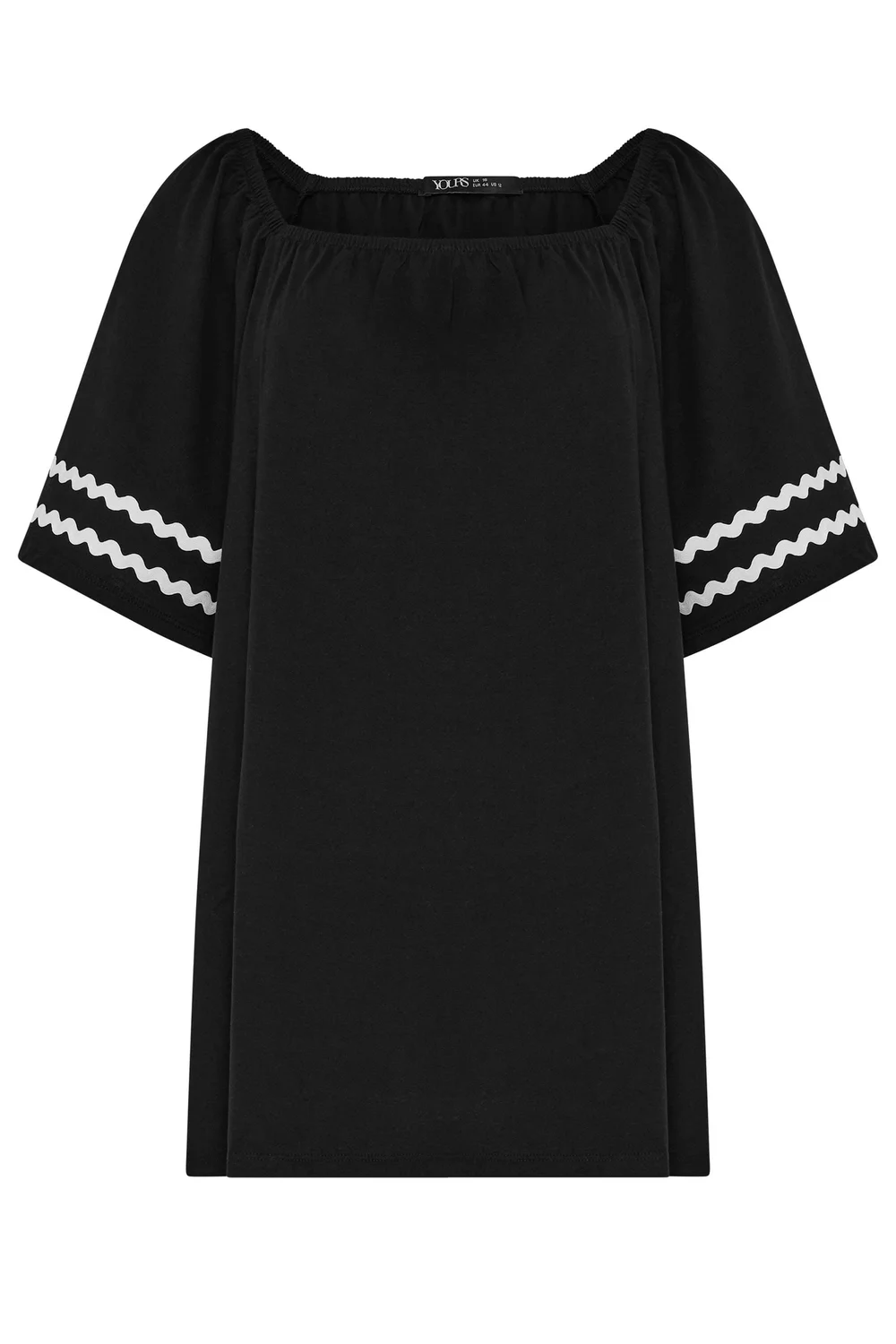 Yours Curve Black Contrast Trim Square Neck T-Shirt - 14 Image 5
