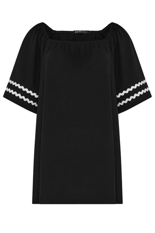 Yours Curve Black Contrast Trim Square Neck T-Shirt - 14 Image 5