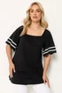 Yours Curve Black Contrast Trim Square Neck T-Shirt - 14 Image 1