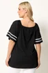 Yours Curve Black Contrast Trim Square Neck T-Shirt - 14 Image 3