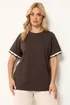 Yours Curve Chocolate Brown Metallic Crochet Trim T-Shirt - 38-40 Image 1
